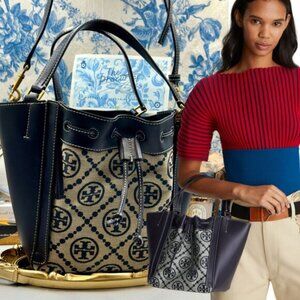 🆕 TORY BURCH 🧿 NWOT T Monogram McGraw Dragonfly Tote, Tory Navy - AUTH